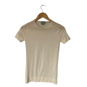 Grey by Jason Wu Cream 100% Wool Knit T-Shirt Minimalist Quiet Luxury Size Small